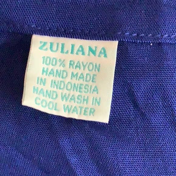 Zuliana Size Small Blue 100% Rayon Sarong with Fringes. Made in USA. - Picture 4 of 4